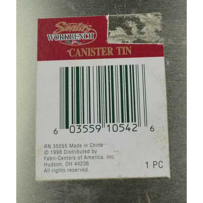 Santas Workbench 1998 Snowman Canister Tin - 7.375" Wide