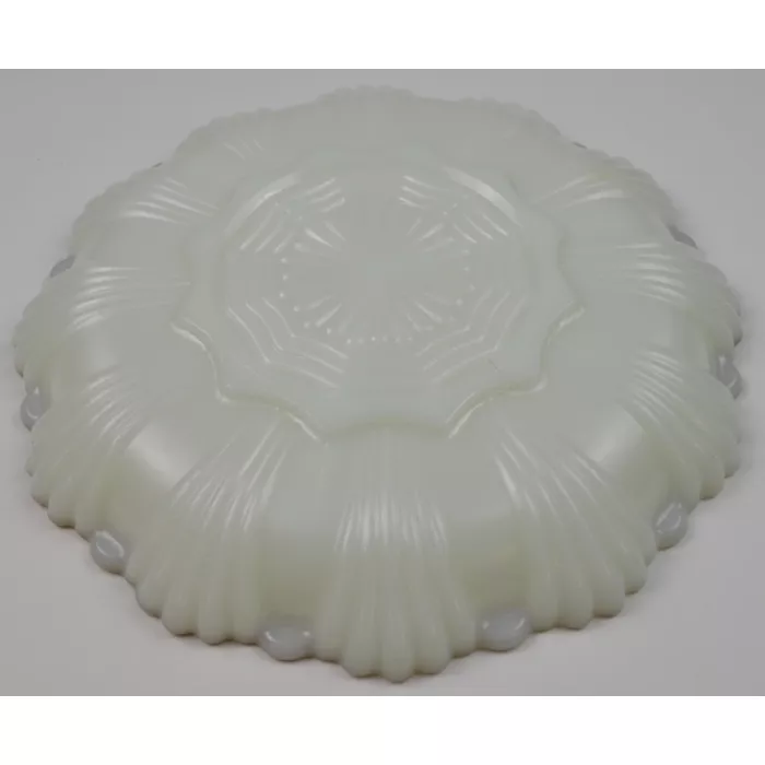 Anchor Hocking Glass Fire King 3 Part Relish Dish - Milk Glass Gold Trim