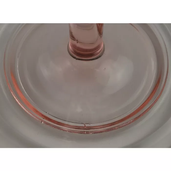 Pink Glass Tidbit Tray - Etched Floral & Crisscross Pattern