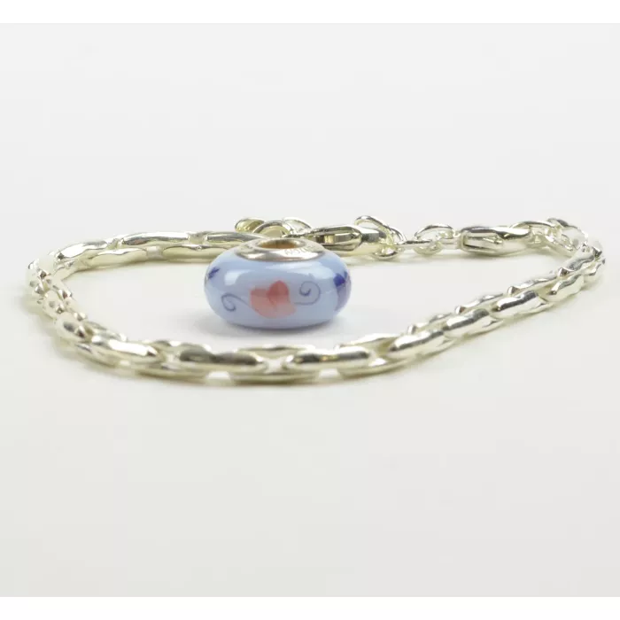 Fenton Art Glass Artisan Crafted Bead - Sigma Kappa - Sterling Silver Lined