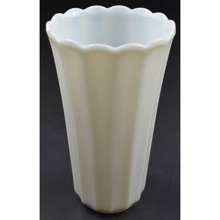 Fluted Milk Glass Scalloped Flower Vase - 8.5" Tall