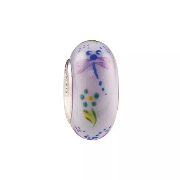 Fenton Art Glass Artisan Crafted Bead - Mischievous Dragonfly - St Silver Lined