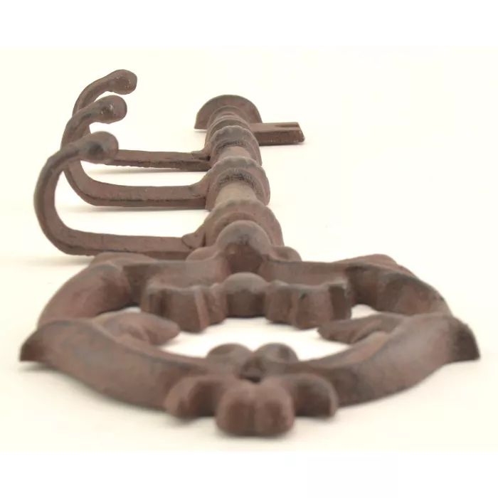Cast Iron Wall Hook Rack - Antique Skeleton Key Style - 3 Hooks