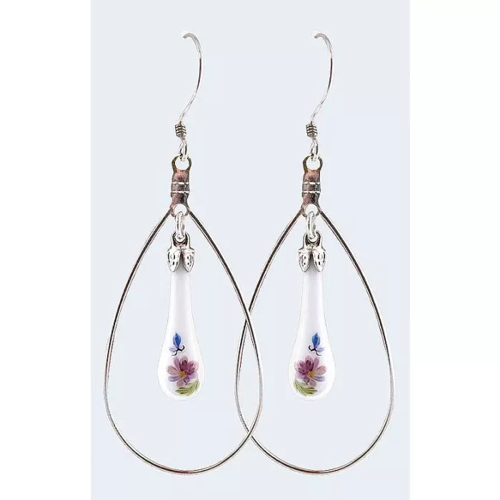 Fenton Art Glass - Hoop Style Teardrop Earrings - Hope - Handcrafted