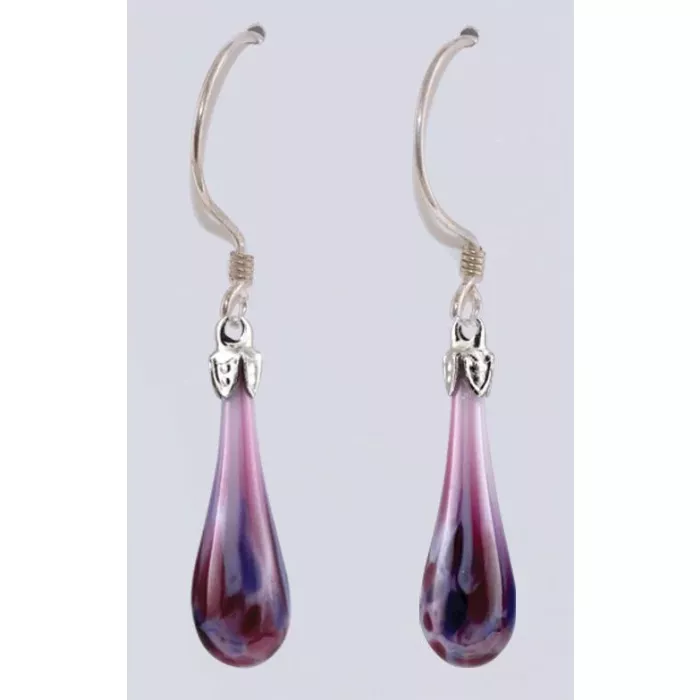 Fenton Art Glass - Mosaic Teardrop Earrings - Enchanted Berries - Handcrafted