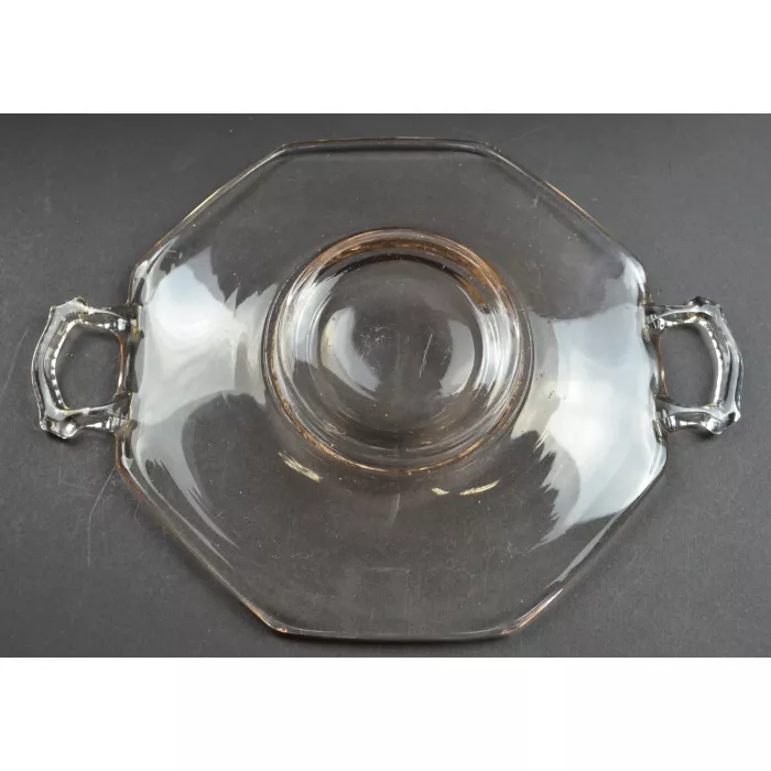 Vintage Pink Depression Glass Tidbit Plate With Handles