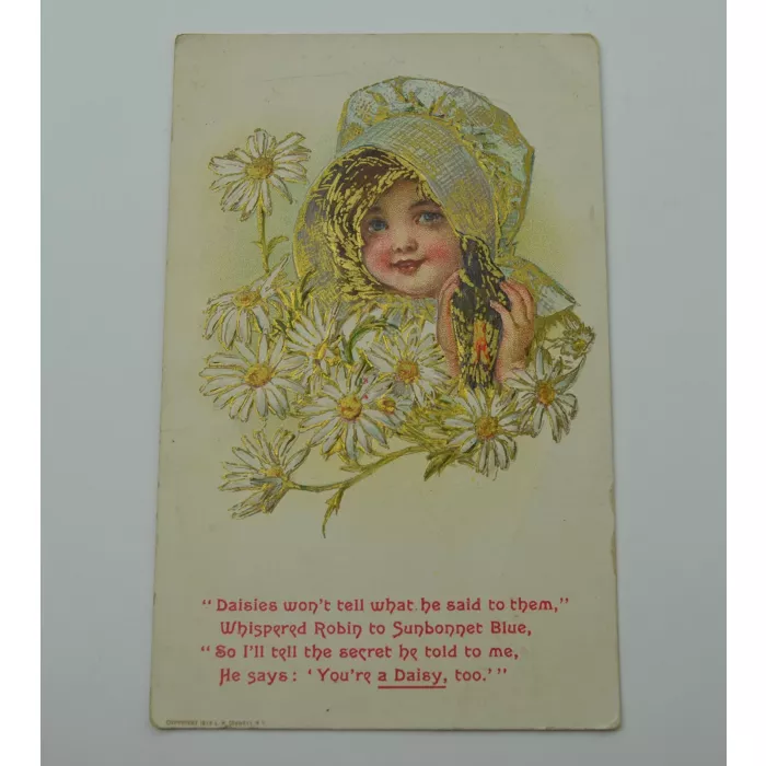 Vintage Postcard - Greeting Card - Daisies Won't Tell What He Said To Them - Early 1900's