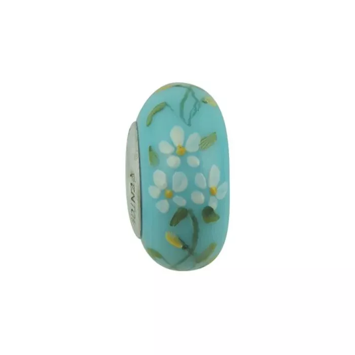 Fenton Art Glass Artisan Crafted Bead - Edelweiss - Sterling Silver Lined