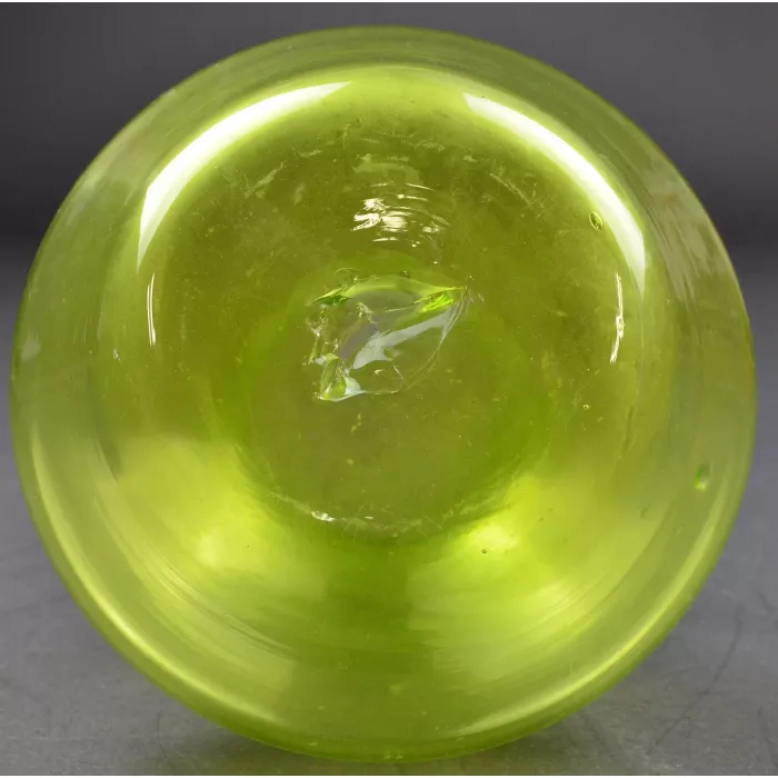 Vintage Hand Blown Glass Vaseline Color Flower Vase - 8" Tall