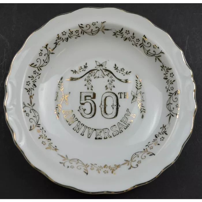 50th Anniversary Creamer & Underplate Set -  With Gold Embellishments