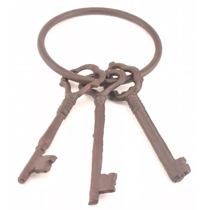 Decorative Cast Iron Jailers Key Ring - 3 Keys
