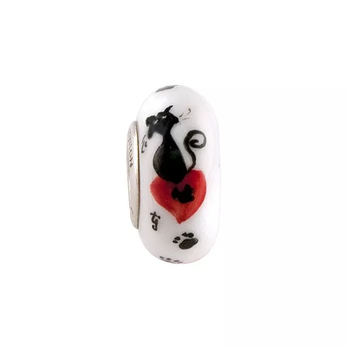Fenton Art Glass Artisan Crafted Bead - Fenton the Feline - Sterling Silver Core