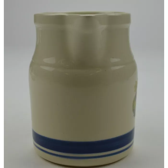 Friendship Pottery - Blue Stripe Pattern With Pear & Fig Motif - 28 Oz. Pitcher