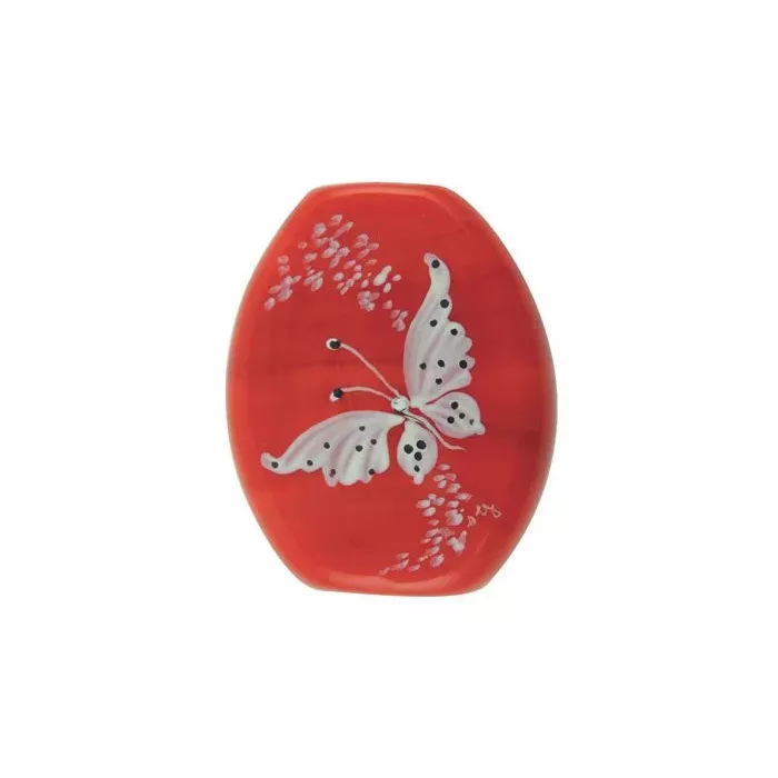 Fenton Artisan Crafted Glass Impression Bead - Chantilly Butterfly - 1.25" Oval