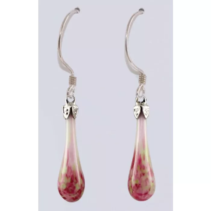 Fenton Art Glass - Mosaic Teardrop Earrings - Sweet Pea - Handcrafted