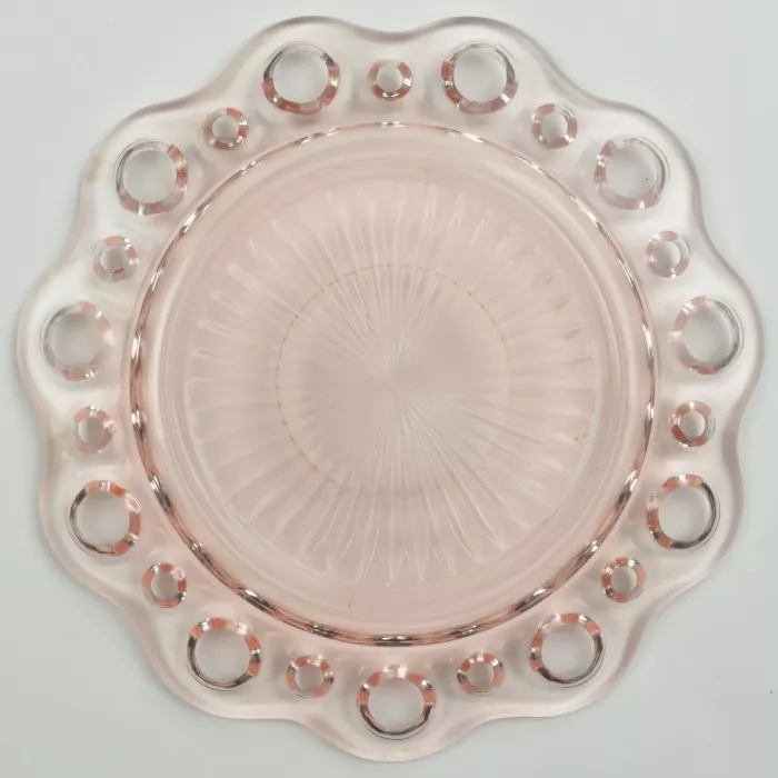 Anchor Hocking - Lace Edge Pink Pattern - Flat Cup Saucer