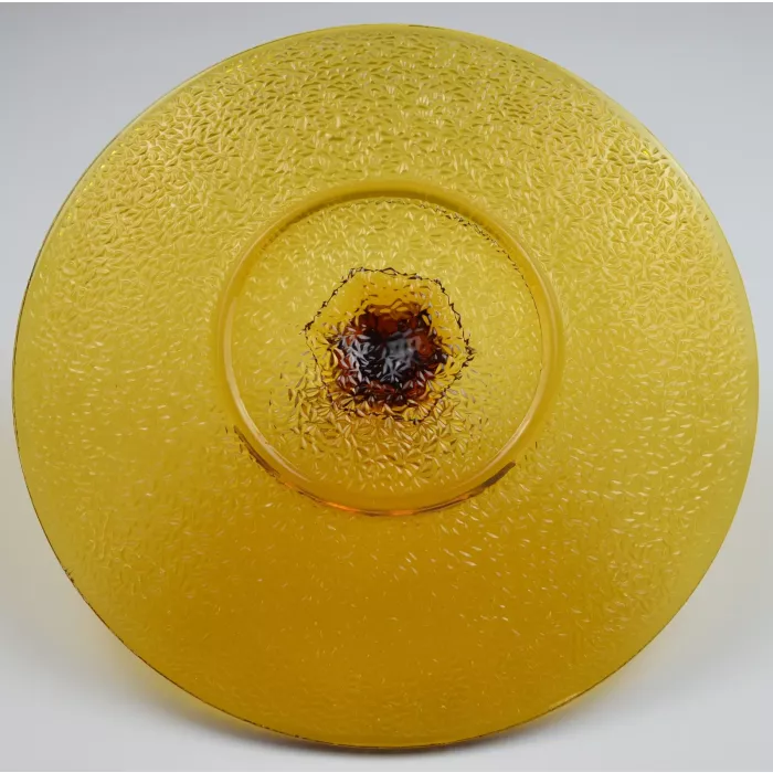Vintage Amber Glass Tidbit Tray - 10.25" Round