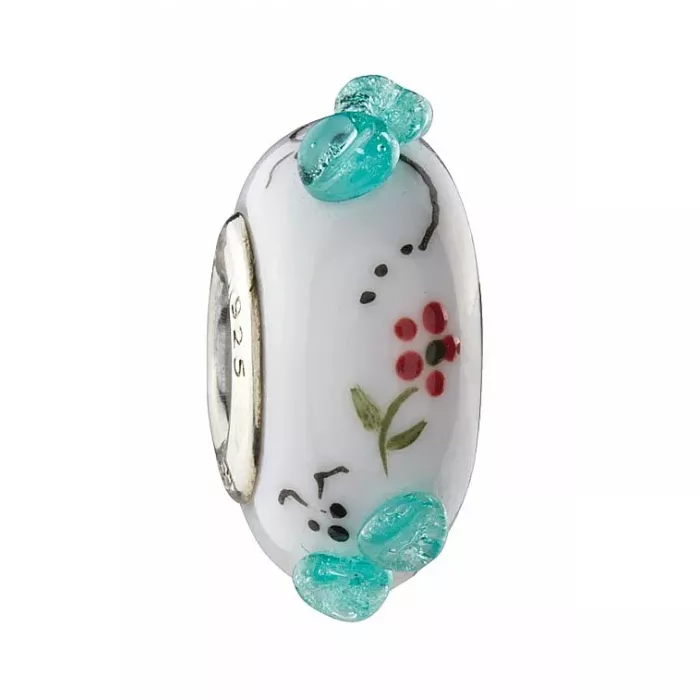 Fenton Art Glass Bead - Delightful Dragonfly - Sterling Silver Core