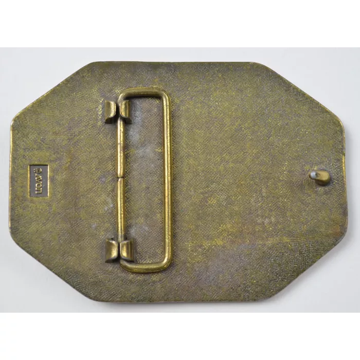 Avon Traveling Man Americana Train Brass Plated Belt Buckle