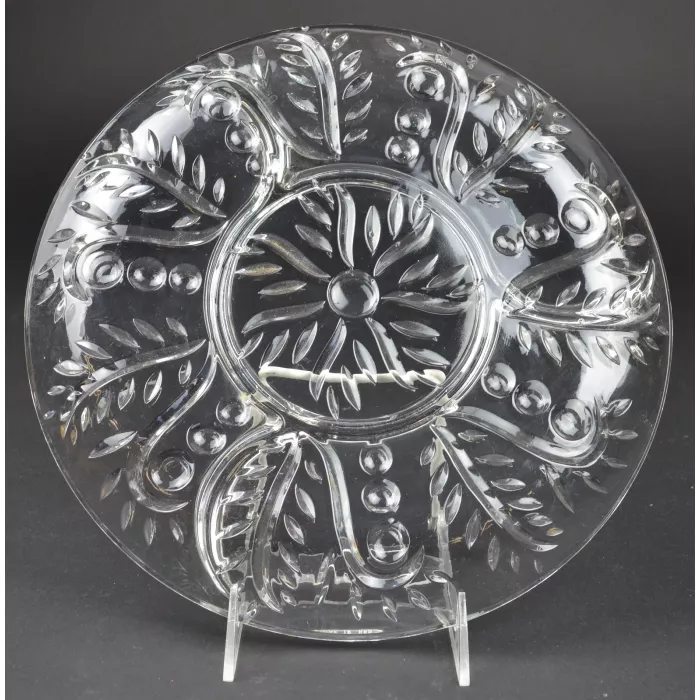 Federal Glass - 2875 Clear Pattern - Four Part Relish Dish - 11.5" Round