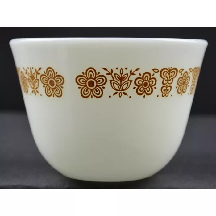 Corning - Pyrex - Butterfly Gold Pattern - Flat Cup (Closed Handle) - 2.625"