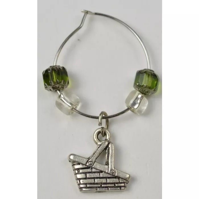 Silver Toned Double Handled Basket Charm