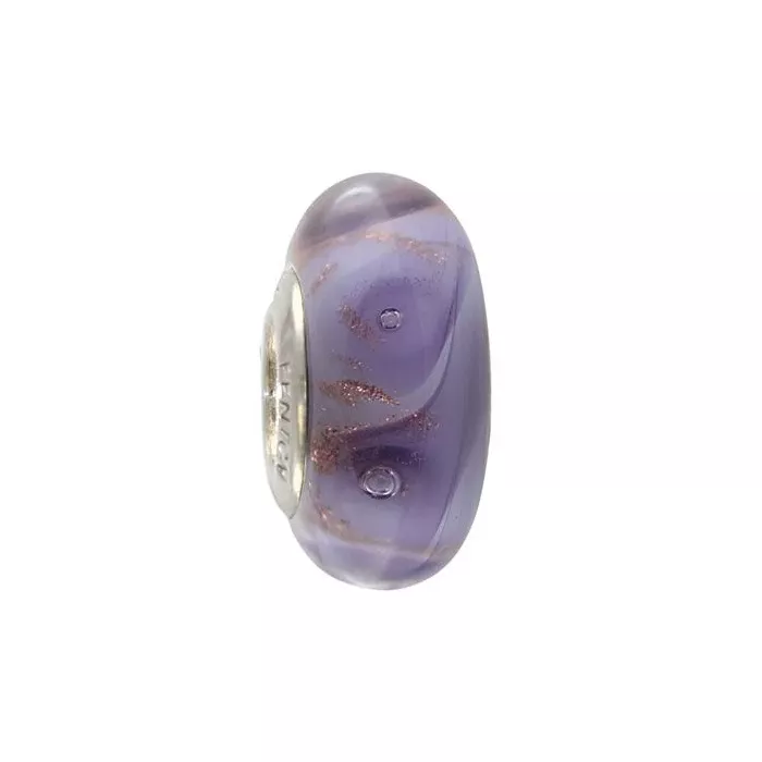 Fenton Art Glass Artisan Crafted Bead - Violet Eyes - Sterling Silver Lined
