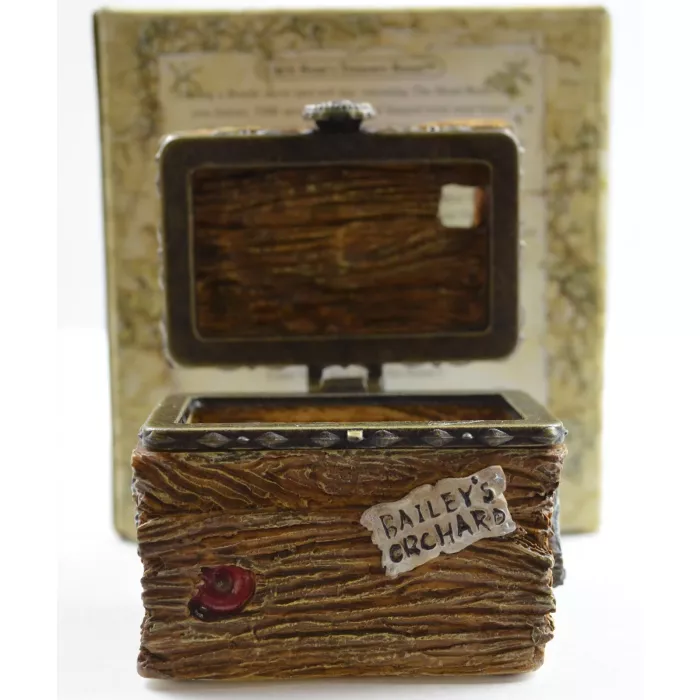 Boyds Bears Candice's Apple Crate With "Doc" McNibble - Resin Treasure Box