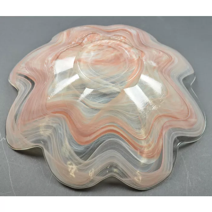 Large Scalloped Rim Art Glass Bowl - 12.125" Round