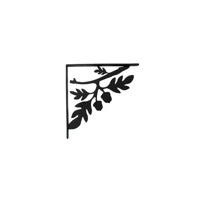 Wall Shelf Bracket Pair Of 2 - Oak Leaf & Acorn - Wrought Iron - 9.25" Long