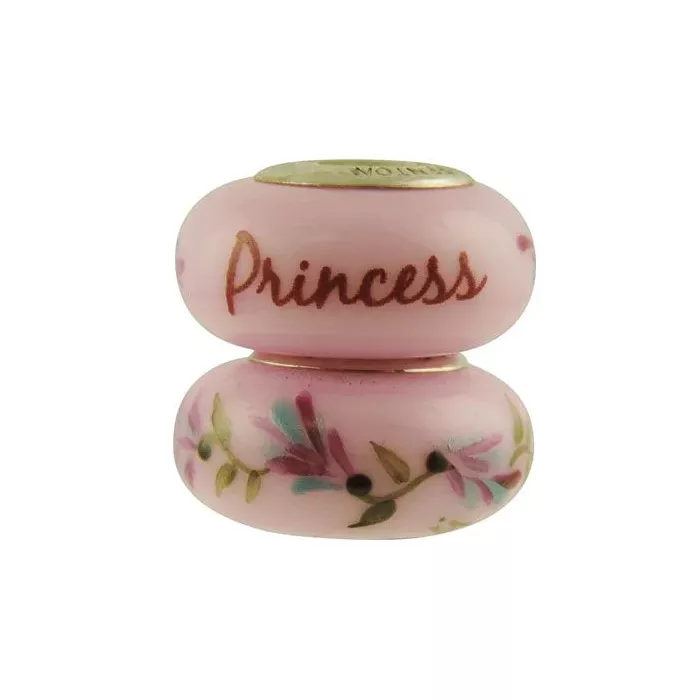 Fenton Art Glass Artisan Bead - Princess - Hand Painted & Sterling Silver Lined