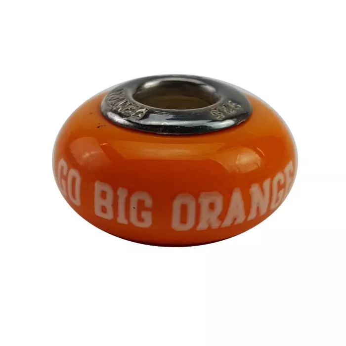 Fenton Orange Glass Collegiate Bead - Tennessee Vols - Sterling Silver Lined