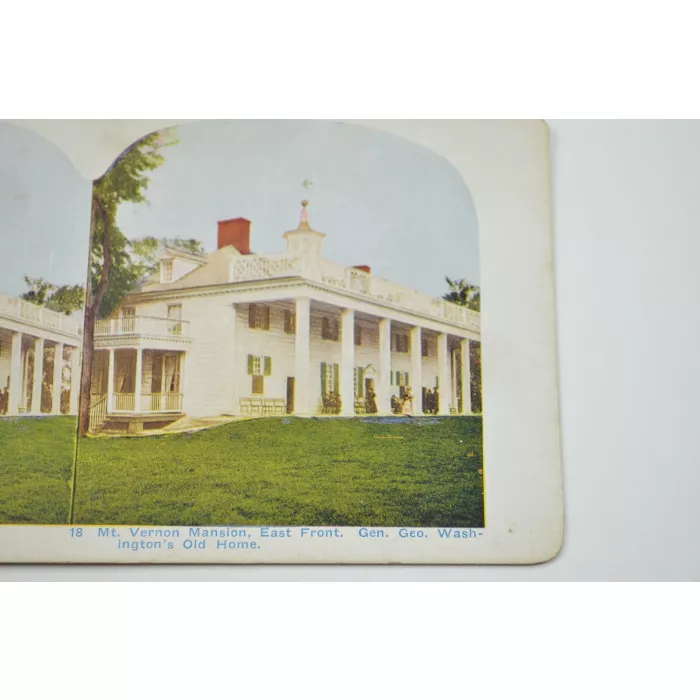 Antique Stereoview - No. 18 - Mt. Vernon Mansion, East Front. Gen. Geo. Washington's Old Home