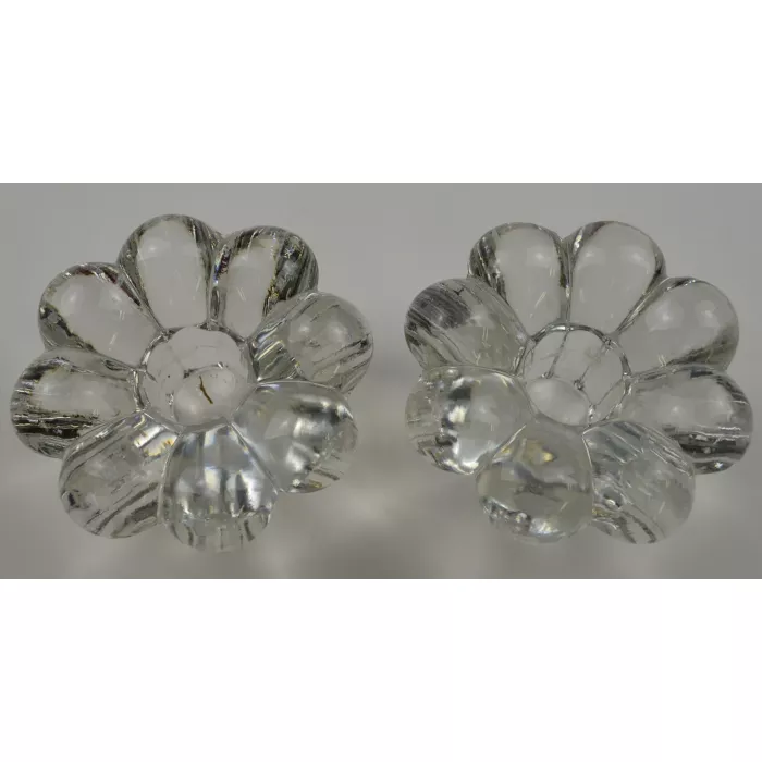 Clear Glass Candlestick Holders - Set Of Two - 2.125" Tall