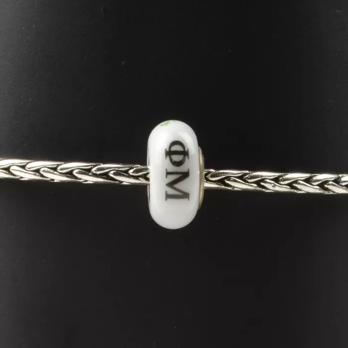 Fenton Art Glass Artisan Crafted Bead - Phi Mu - Sterling Silver Lined