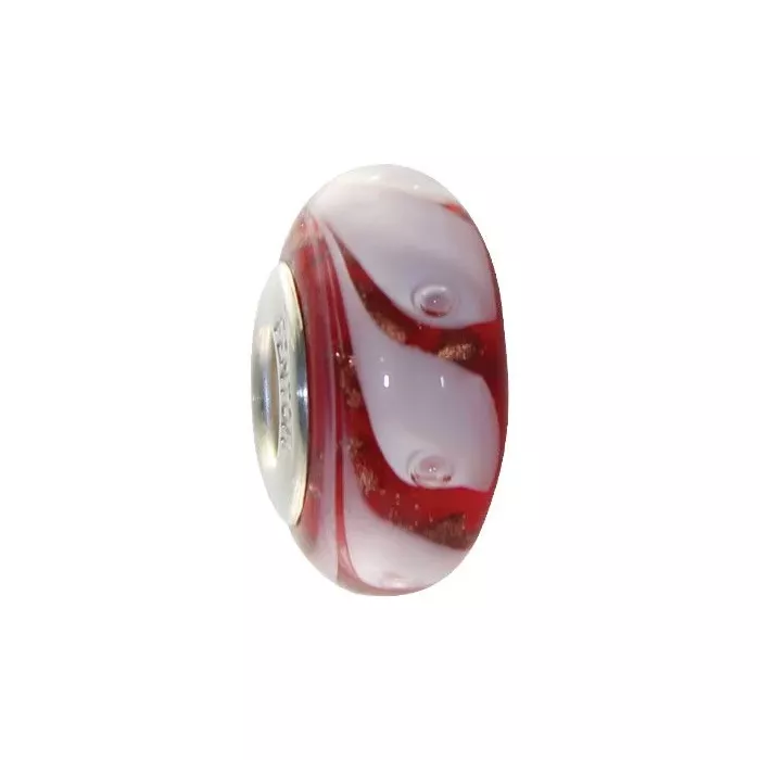 Fenton Artisan Crafted Encased Glass Bead Miss Scarlet - Sterling Silver Lined