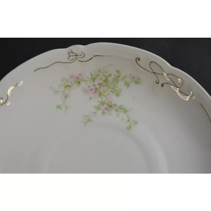 PS Bavarian Porcelain China Saucer - Pink Floral Pattern - Bavaria Germany