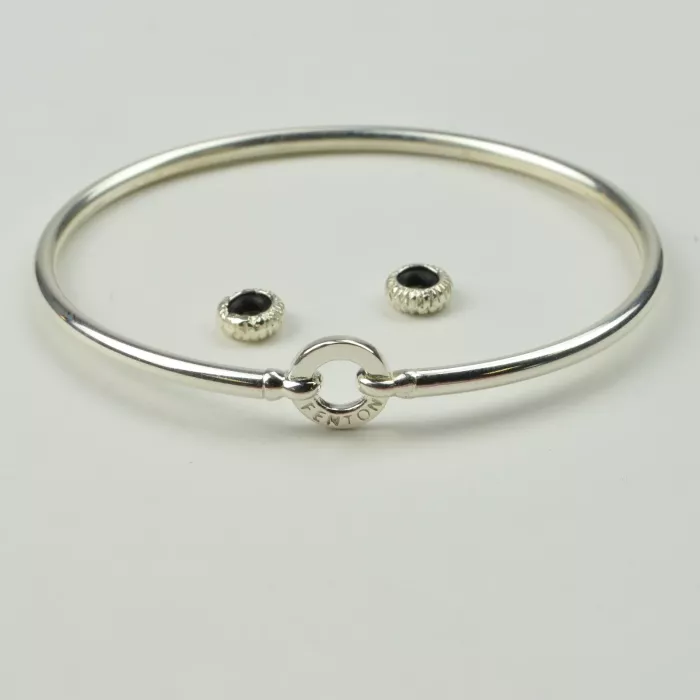 Fenton Art Glass - Sterling Silver Bangle Bracelet - 7 1/2" - Handcrafted