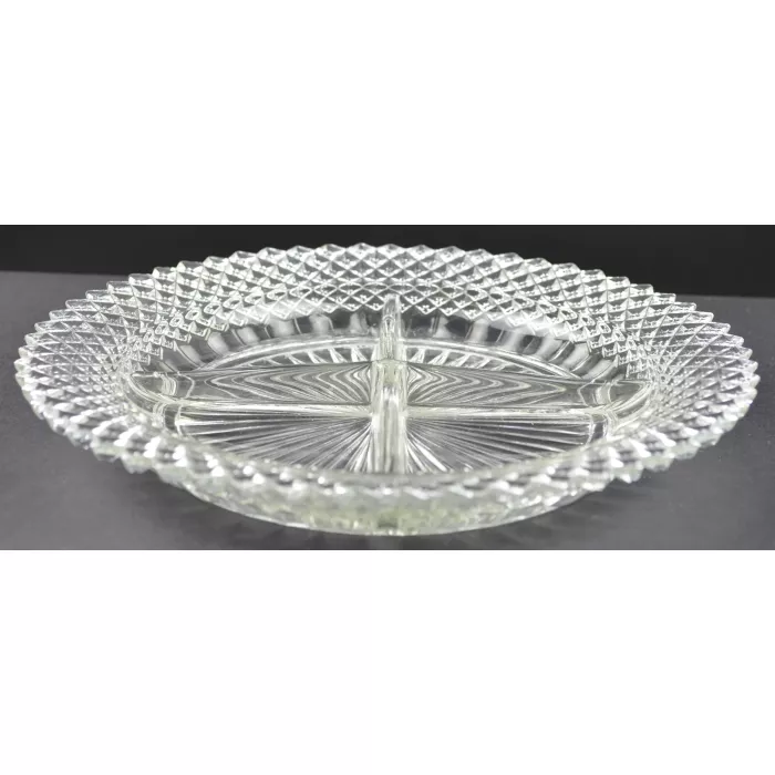 Anchor Hocking - Miss America Clear Pattern - Four Part Relish Dish
