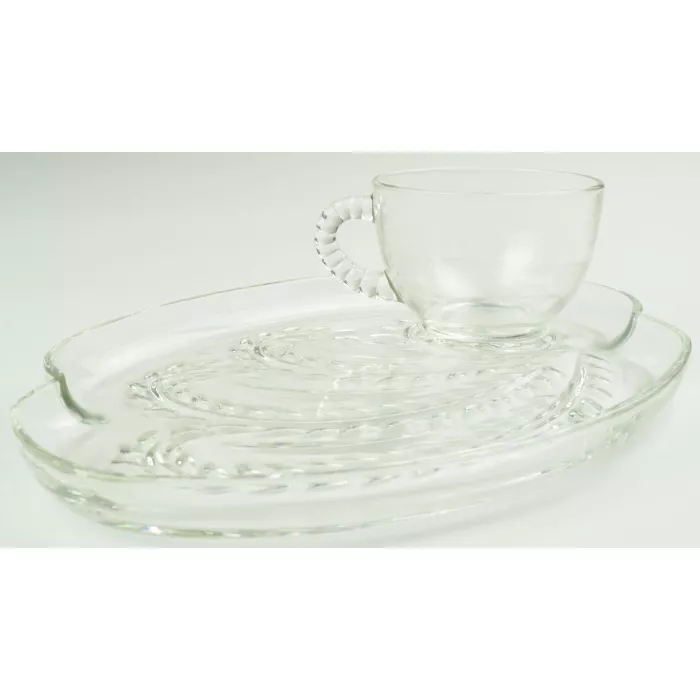 Federal Glass - Homestead Pattern - Snack Cup & Plate Set