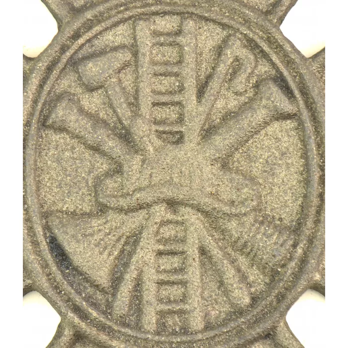 Cast Iron Firefighting Wall Plaque - Grey Finish - 7.75" Wide