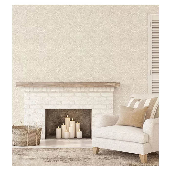 Distressed Paisley Wallpaper Beige, Cream, Cottage White, Antique Swiss Coffee Norwall Wallcovering FH37547