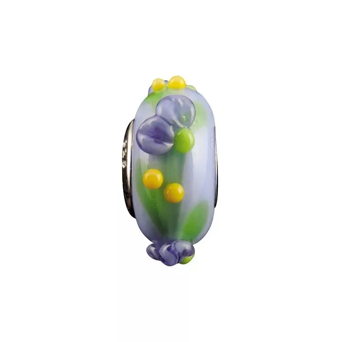 Fenton Art Glass Artisan Bead - Lavender Fields - Sterling Silver Core