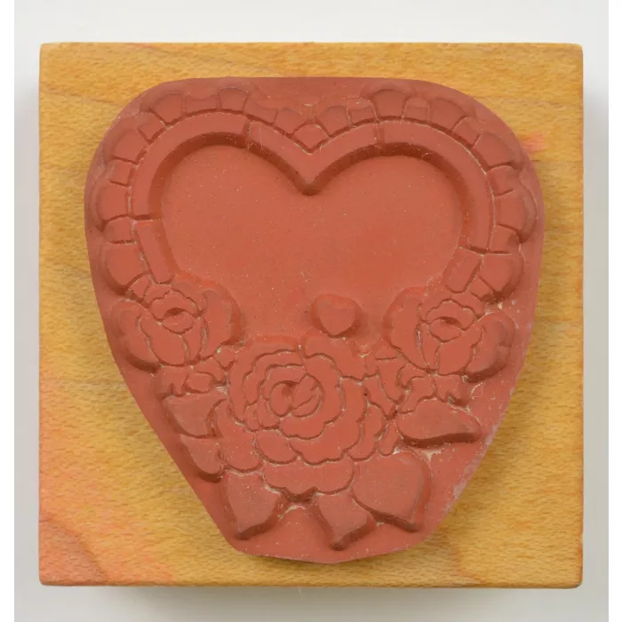 Wood Mounted Rubber Stamp By Comotion Rubber Stamps - Heart Roses