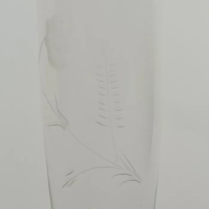 Clear Glass Bud Vase - Etched Floral Pattern - 9.75"  Tall