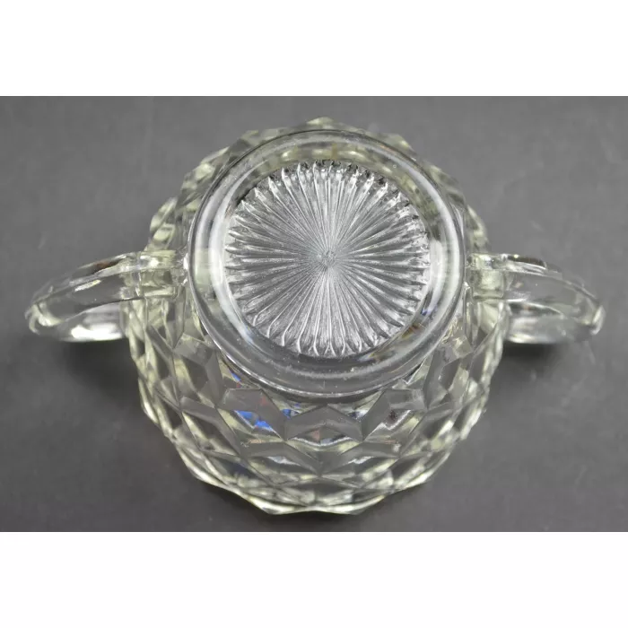 Jeannette Glass - Cube Clear Pattern - Open Sugar - 2.375" Tall