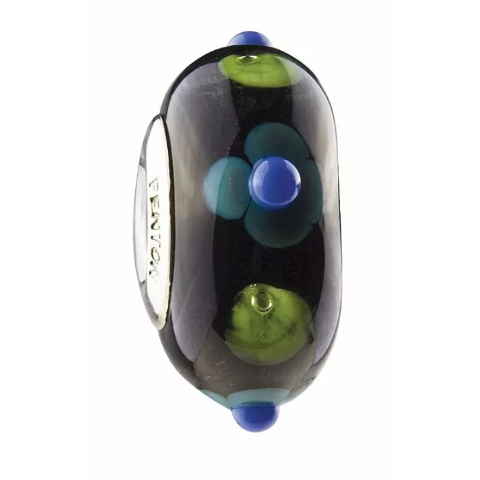 Fenton Art Glass Bead - Nighttime Garden - Sterling Silver Core