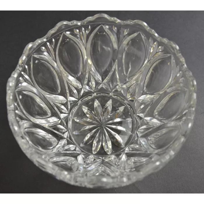 Clear Glass Scalloped Rim Candy Dish - 4" Tall