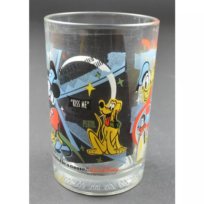 McDonalds Glass - 100th Year Of Walt Disney - "Mickey At The Wheel"