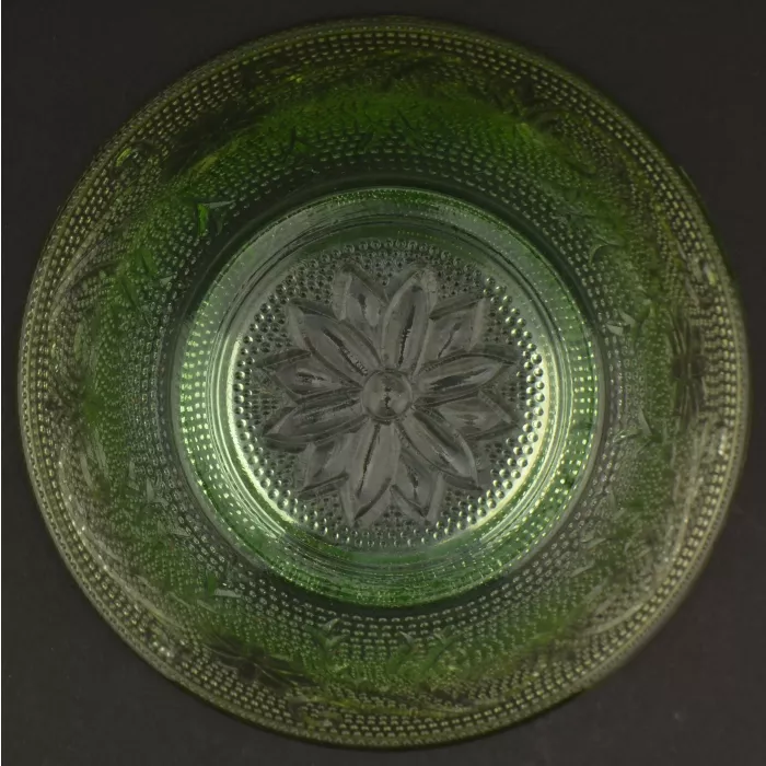 Tiara Crystal - Sandwich Light Green Pattern - Salad Bowl - 5.5" Wide